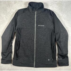 Columbia Omni Heat Wool Shell Jacket Mens Medium Gray Black Colorblock Full Zip
